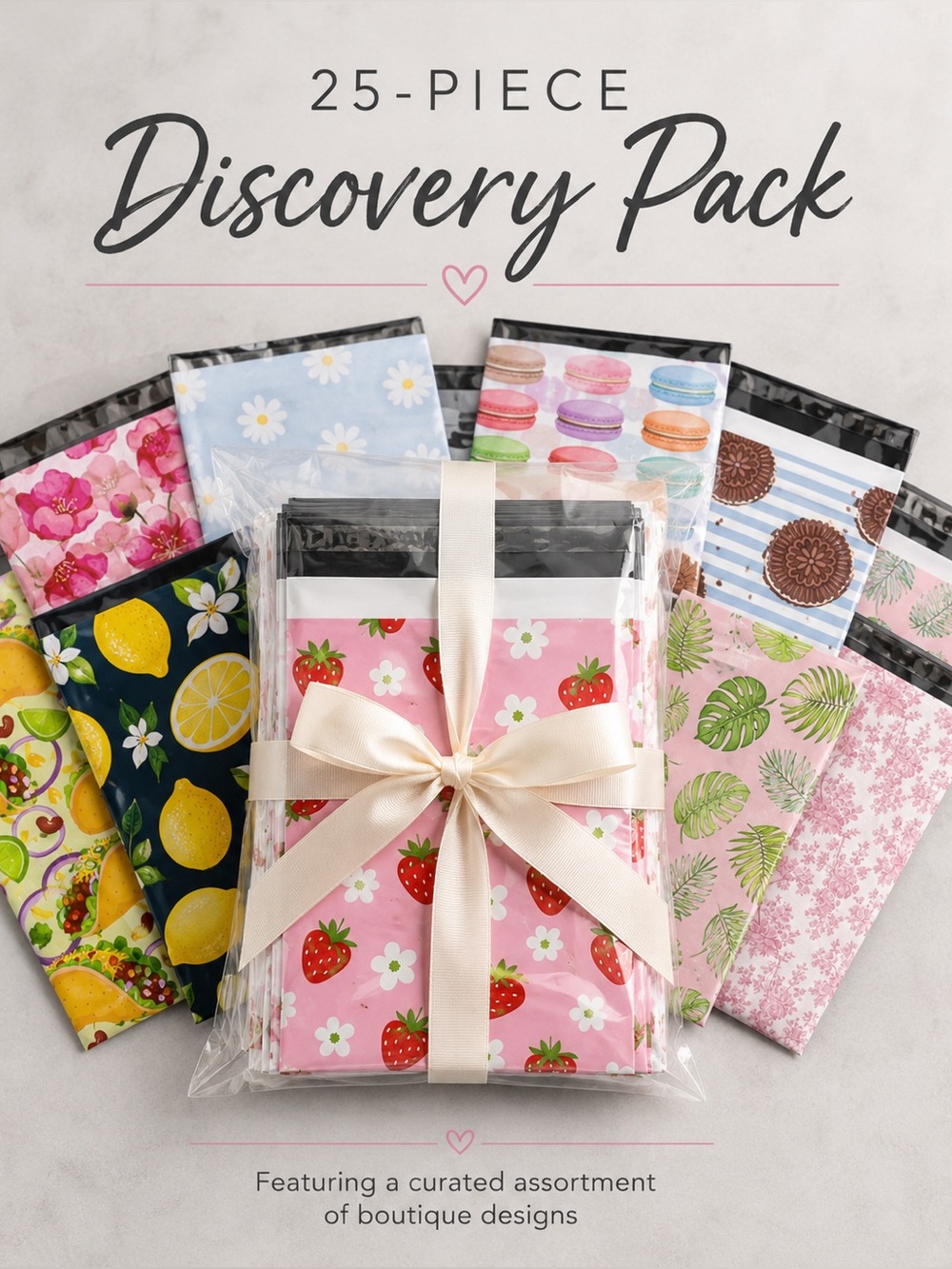 25 Poly Mailer Discovery Pack | Assorted Beautiful & Original Boutique Designs!